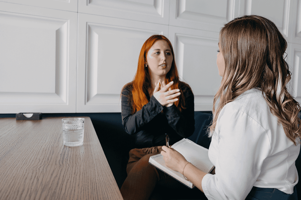 Person talking to their therapist at a trauma therapy session in Killeen, TX